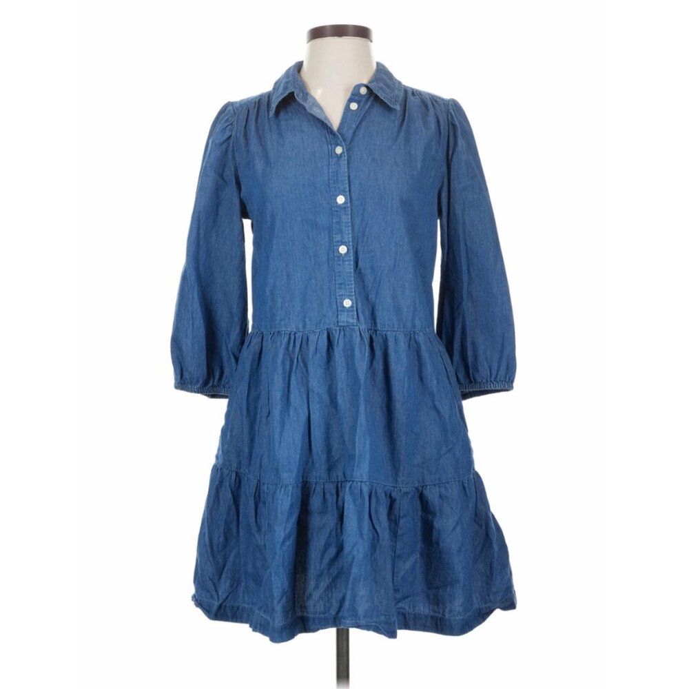 Gap Denim Mini 3/4 Sleeve Shirt Dress